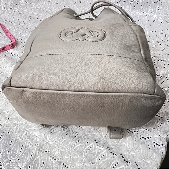 Cole Haan Gray Leather Drawstring Backpack - Picture 5 of 9